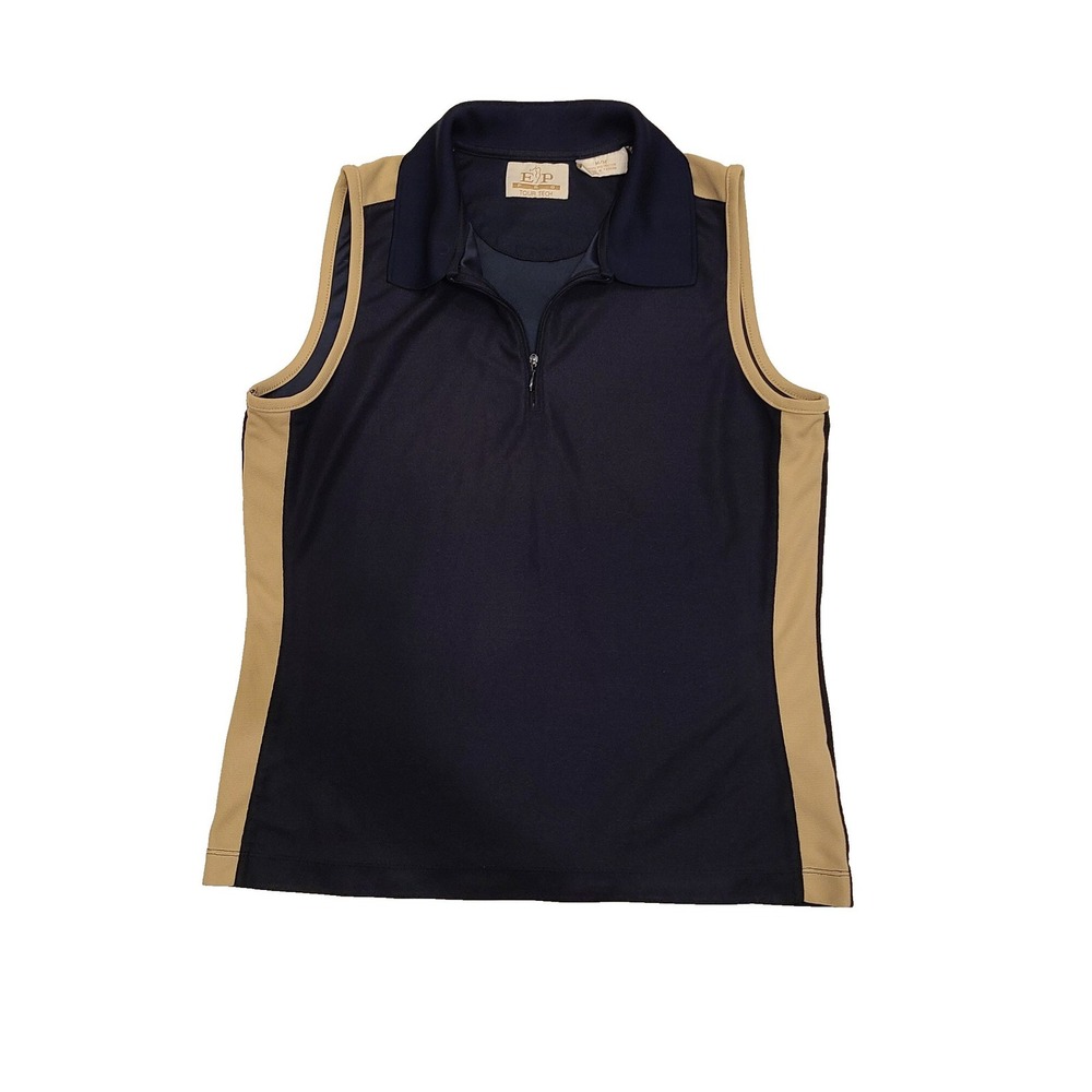 EP Pro Tour Tech Sleeveless Navy Blue Women Shirt Zip Medium Sporty Golf Top